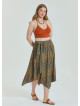 Gipe Detailed Waist Tied Petrol Plus Size Skirt 4589